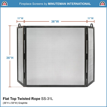 Minuteman SS-31L 36x36 Inch Graphite Flat Top Twisted Rope Folding Screen
