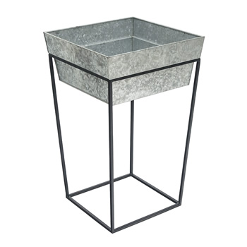 Achla FB-46G7 22 Inch Arne Plant Stand With Deep Galvanized Tray
