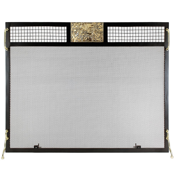 Minuteman SES-3830PC Clematis Emblem Fireplace Screen Polished Brass