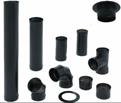 Black 6 inch DuraVent DuraBlack Single Wall Stove Pipe