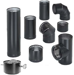 Black 6 inch DuraVent DVL Double Wall Stove Pipe