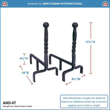 Minuteman AND-07 Ball End Andirons