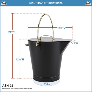 Minuteman ASH-02 Ash Bucket with Solid Brass Handles
