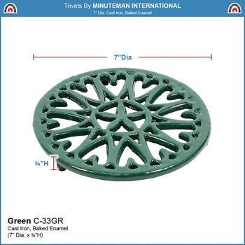 Minuteman C-33GR Green Sunburst Trivet