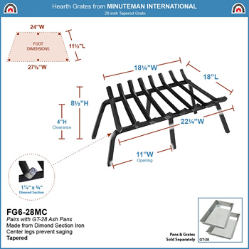 Minuteman FG6-28MC 28 Inch Tapered Grate