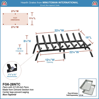 Minuteman FG6-28NTC 28 Inch Non-Tapered Grate