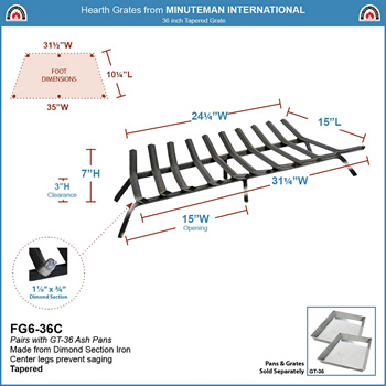 Minuteman FG6-36C 36 Inch Tapered Grate