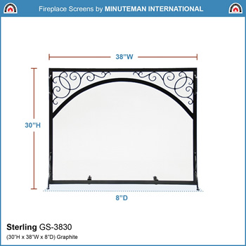 Minuteman GS-3830 38x30 Inch Sterling Flat Fireplace Screen