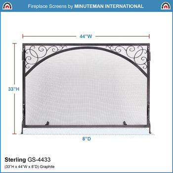 Minuteman GS-4433 44x33 Inch Sterling Flat Fireplace Screen