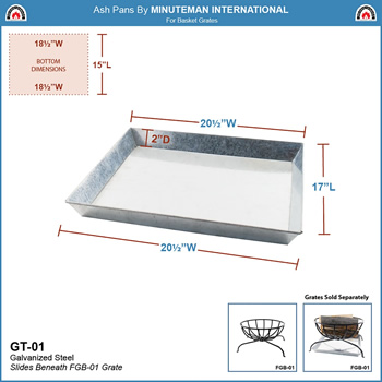 Minuteman GT-01 Ash Pan for Small Basket Grate