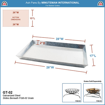 Minuteman GT-02 Ash Pan for Large Basket Grate