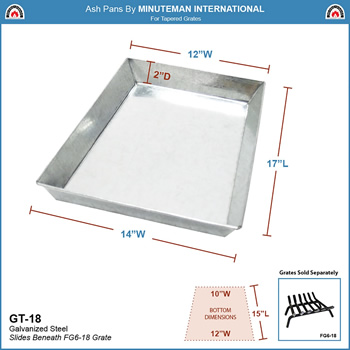 Minuteman GT-18 Ash Pan for 18 Inch Grate