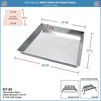 Minuteman GT-24 Ash Pan for 24 Inch Grate