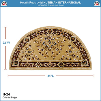 Minuteman H-24 44x22 Inch Beige Oriental Half Round Rug