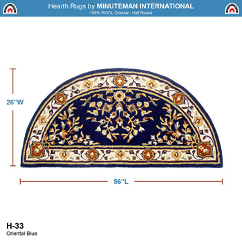 Minuteman H-33 56x26 Inch Blue Oriental Half Round Rug