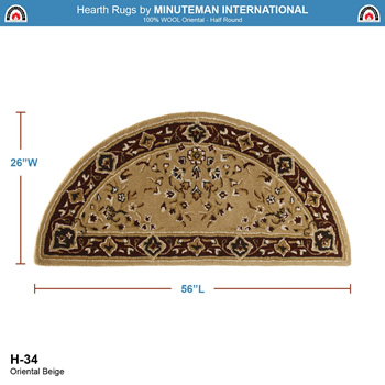 Minuteman H-34 56x26 Inch Beige Oriental Half Round Rug