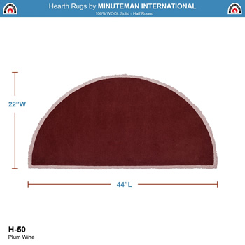 Minuteman H-50 44x22 Inch Plum Wine Half Round Rug