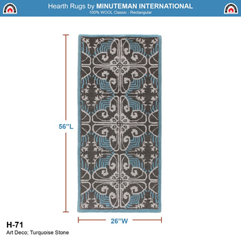 Minuteman H-71 56x26 Turquoise Stone Art Deco Rectangular Rug