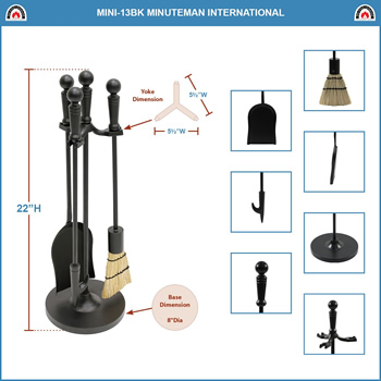 Minuteman MINI-13BK Black Holden Mini Fireplace Tool Set