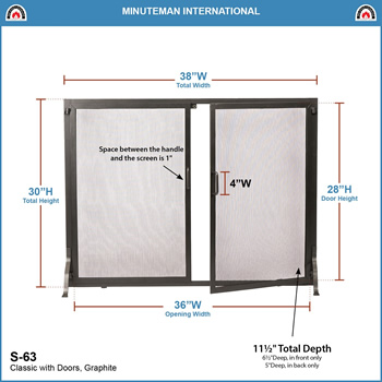 Minuteman S-63 38x30 Inch Classic Flat Fireplace Screen with Doors