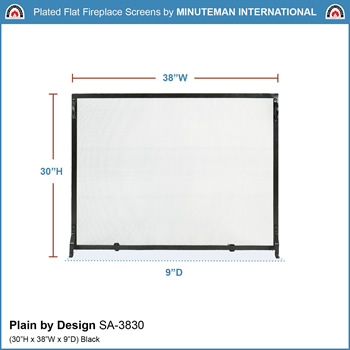 Minuteman SA-3830 38x30 Inch Plain By Design Flat Fireplace Screen