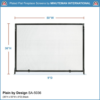 Minuteman SA-5036 50x36 Inch Plain By Design Flat Fireplace Screen