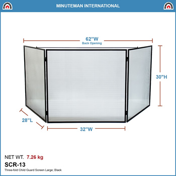 Minuteman SCR-13 Large Three-Fold Child Guard Fireplace Screen