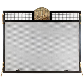 Minuteman SES-3830AF Antique BrassForest Fox Emblem Fireplace Screen