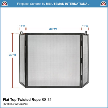 Minuteman SS-31 30x30 Inch Graphite Flat Top Twisted Rope Folding Screen
