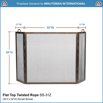 Minuteman SS-31Z 30x30 Inch Roman Bronze Flat Top Twisted Rope Folding Screen