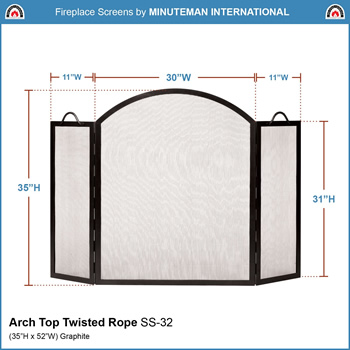 Minuteman SS-32 30x35 Inch Arched Top Graphite Twisted Rope Folding Screen