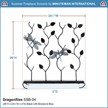 Minuteman SSB-04 25 Inch Dragonflies Summer Fireplace Screen