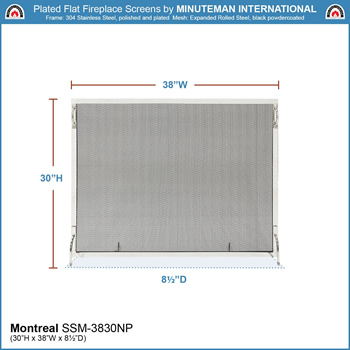 Minuteman SSM-3830NP 38x30 Inch Montreal Polished Nickel Fireplace Screen