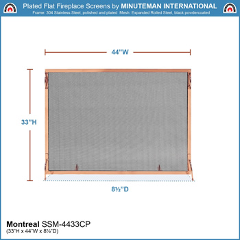 Minuteman SSM-4433CP 44x33 Inch Montreal Copper Fireplace Screen