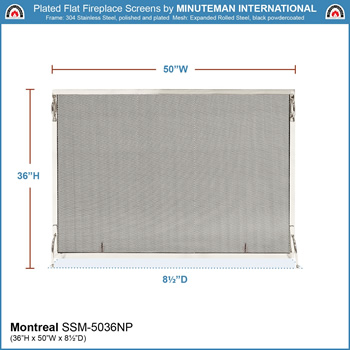 Minuteman SSM-5036NP 50x36 Inch Montreal Polished Nickel Fireplace Screen