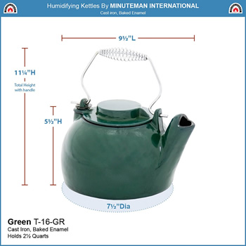 Minuteman T-16-GR Green Enameled Humidifying Kettle