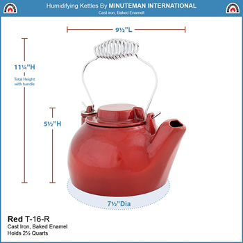 Minuteman T-16-R Red Enameled Humidifying Kettle