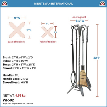 Minuteman WR-02 Rope Fireplace Tool Set