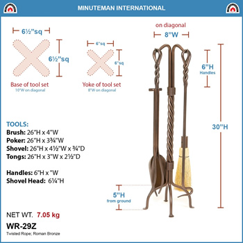 Minuteman WR-29Z Roman Bronze Twisted Rope Tool Set