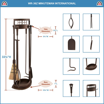 Minuteman WR-36Z Arts and Crafts Fireplace Tool Set