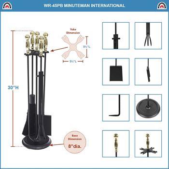 Minuteman WR-45PB Polished Brass and Black Chelmsford Tool Set