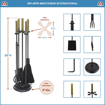 Minuteman WR-48PB Polished Brass and Black Bedford Tool Set