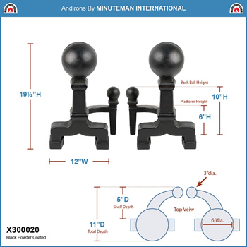 Minuteman X300020 Ball Andirons