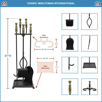 Minuteman X300951 Black with Antique Brass Westminster Tool Set