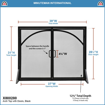 Minuteman X800280 Arch Top Classic Fireplace Screen with Doors