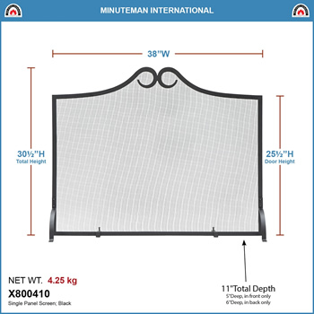 Minuteman X800410 Loops Flat Fireplace Screen