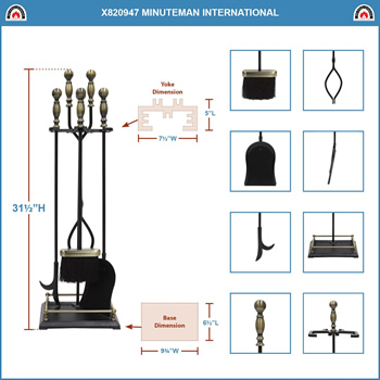 Minuteman X820947 Black with Antique Brass Oxford Tool Set