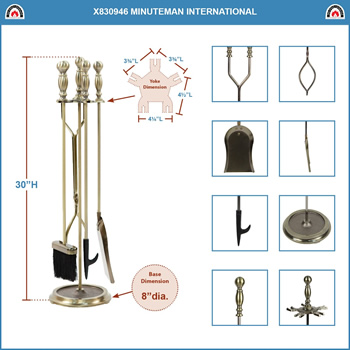 Minuteman X830946 Antique Brass Sutton Tool Set