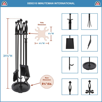 Minuteman X850310 Lincoln Fireplace Tool Set