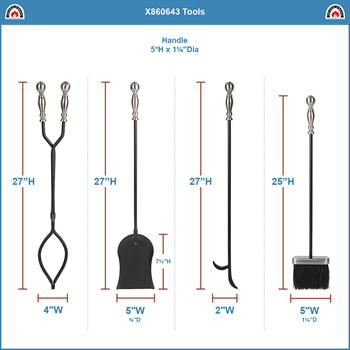 Minuteman X860643 Boston Fireplace Tool Set